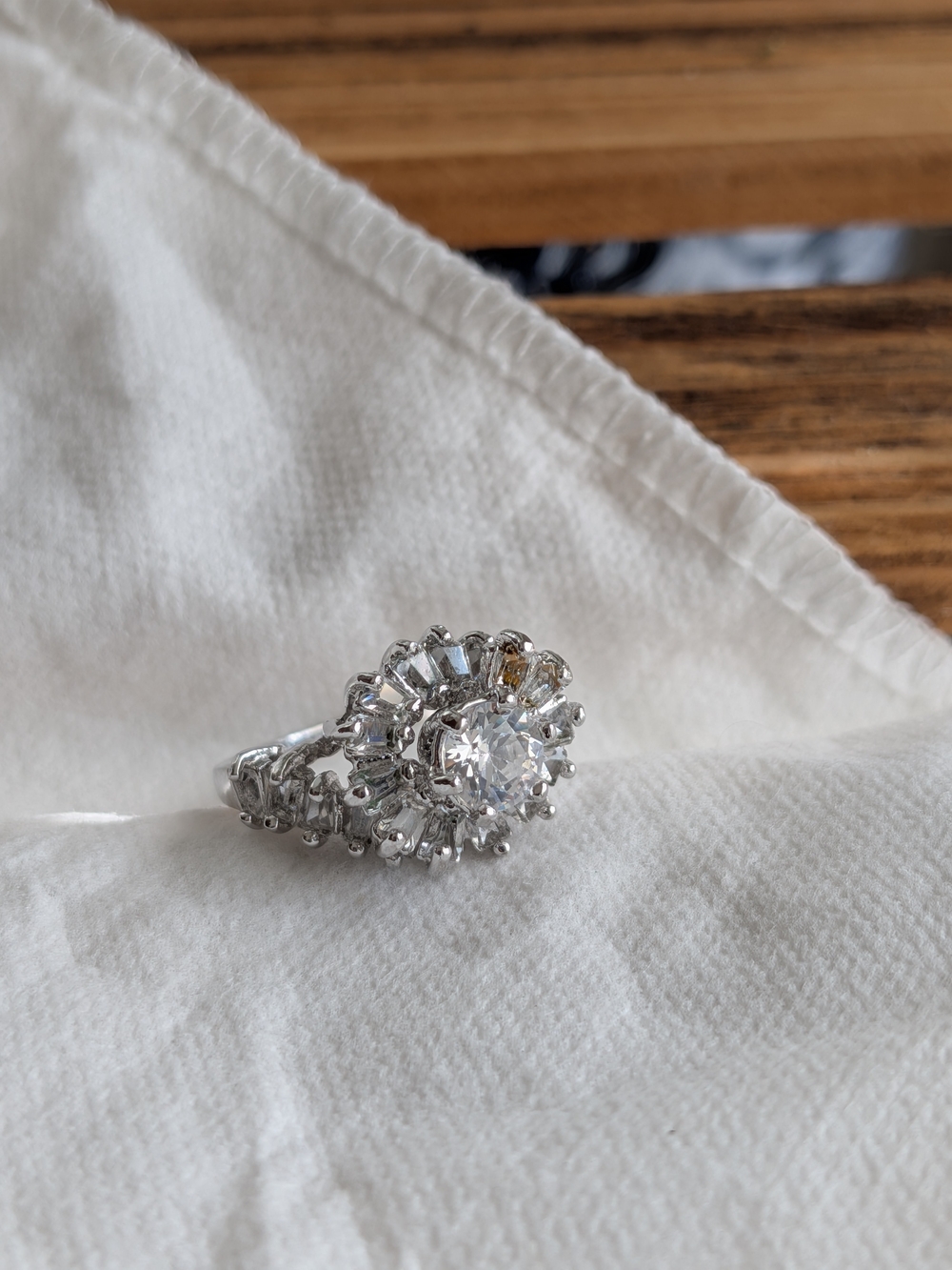 Sterling Silver Cubic Zirconia Art Deco Engagement Ring - 6.5